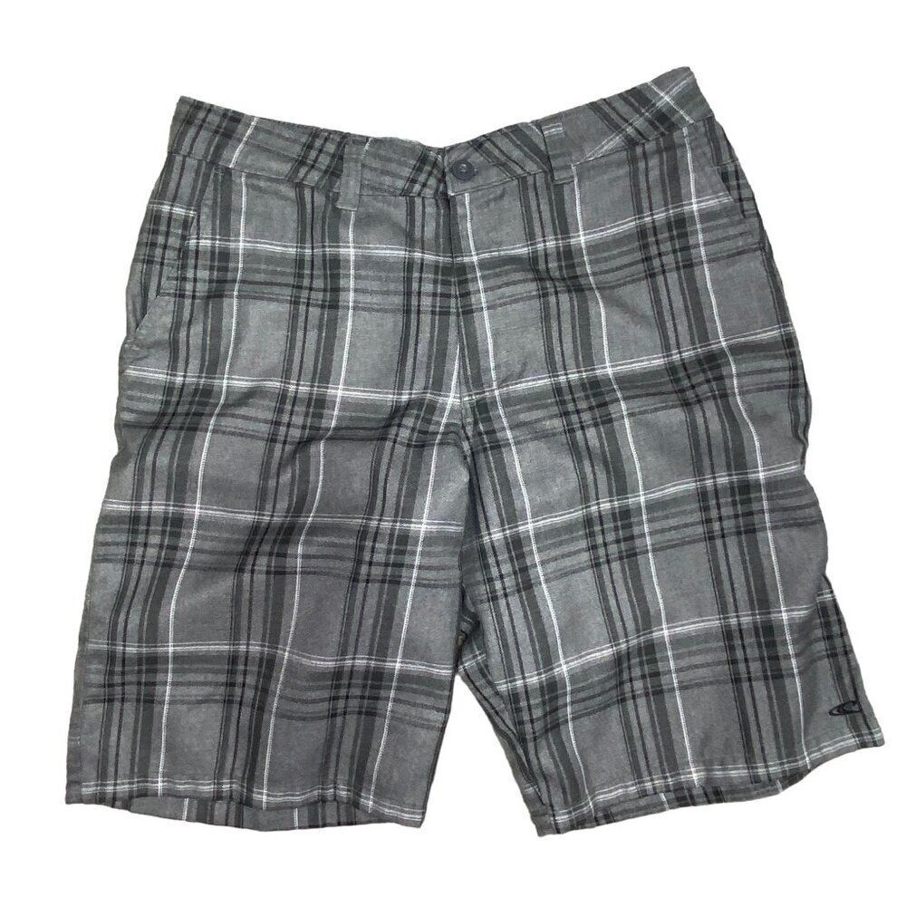 O'neill Plaid Shorts Size 34 Mens Gray